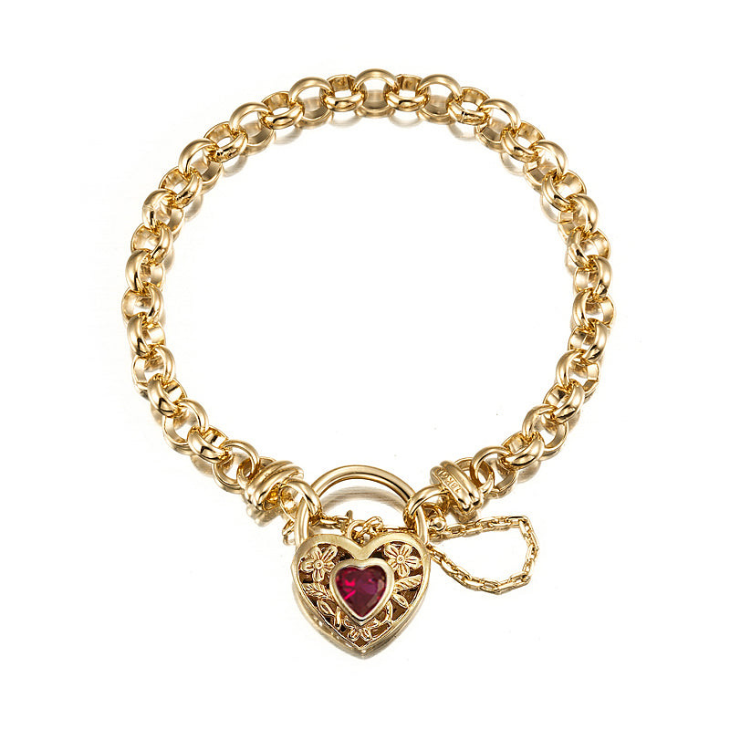 18ct Heavy Yellow Gold Plated 6mm Belcher Chain Bracelet with a Filigree Locket - USA Made-2
