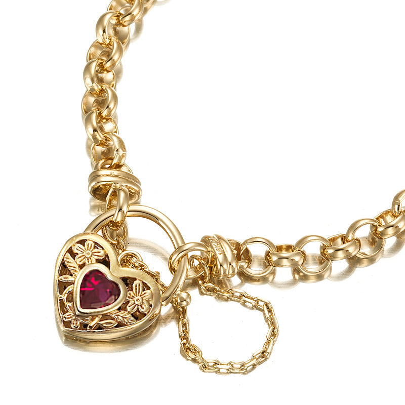 18ct Heavy Yellow Gold Plated 6mm Belcher Chain Bracelet with a Filigree Locket - USA Made-0