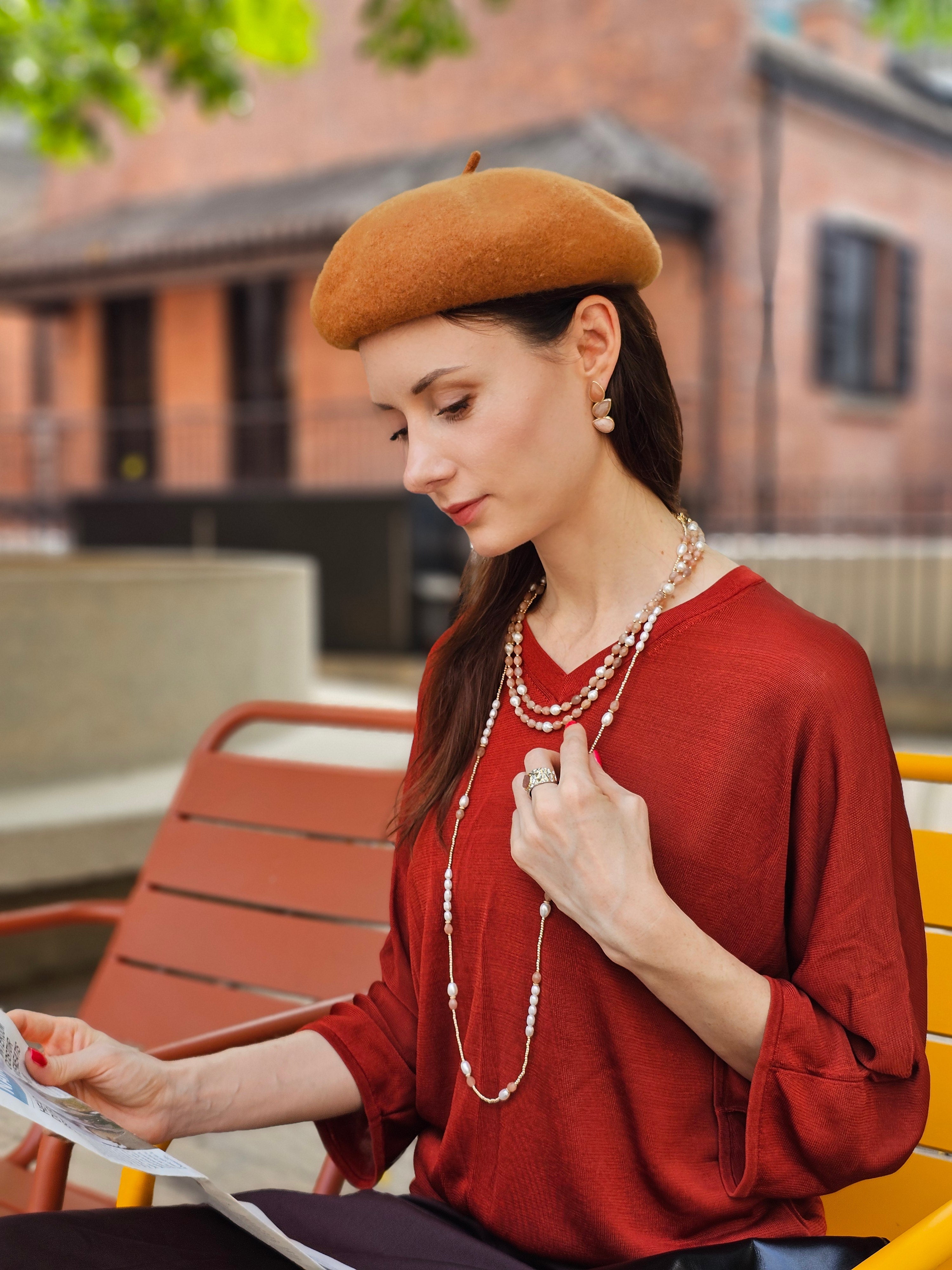 Orange Agate Statement Earrings NE009-2
