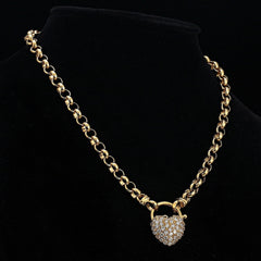 18ct Heavy Yellow Gold Plated 6mm Belcher Chain Necklace Featuring a Simulated Diamond Locket - USA Made-1